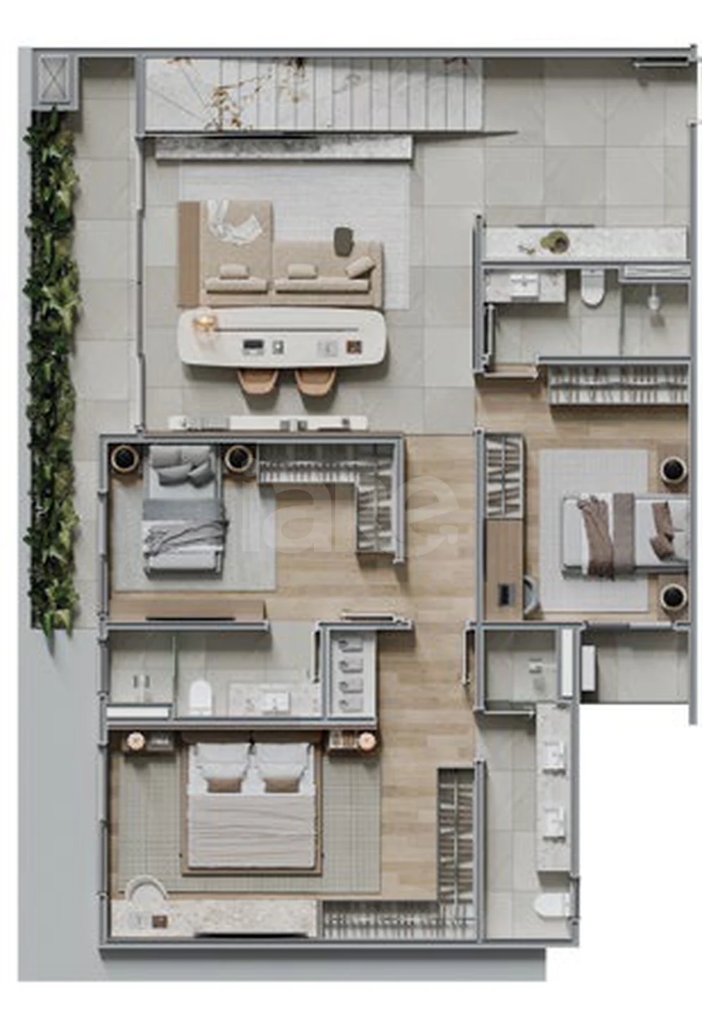 Planta — Cobertura Duplex 243,97 m² · 1º pavimento