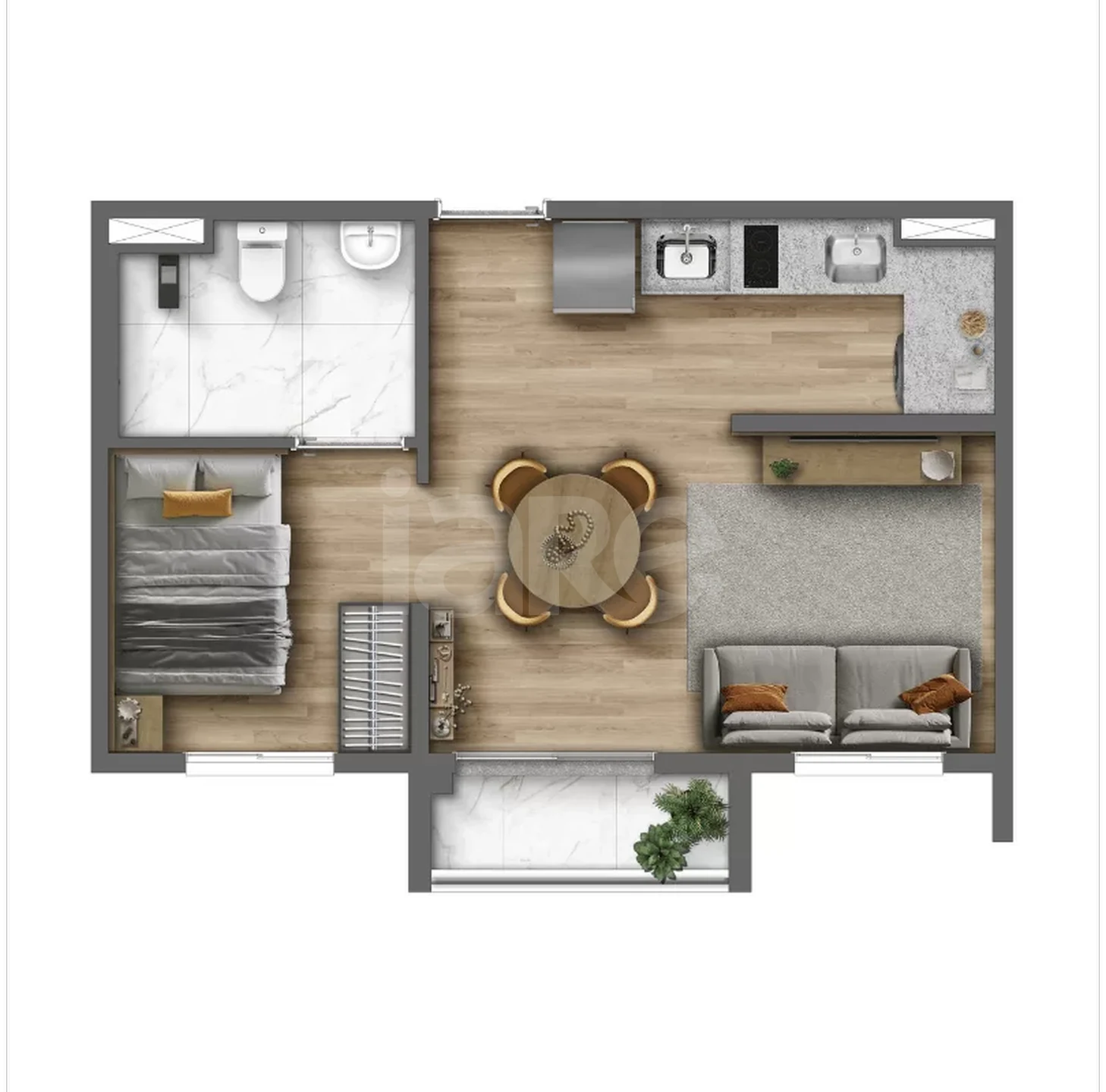 Planta — Studio 35,15 m²