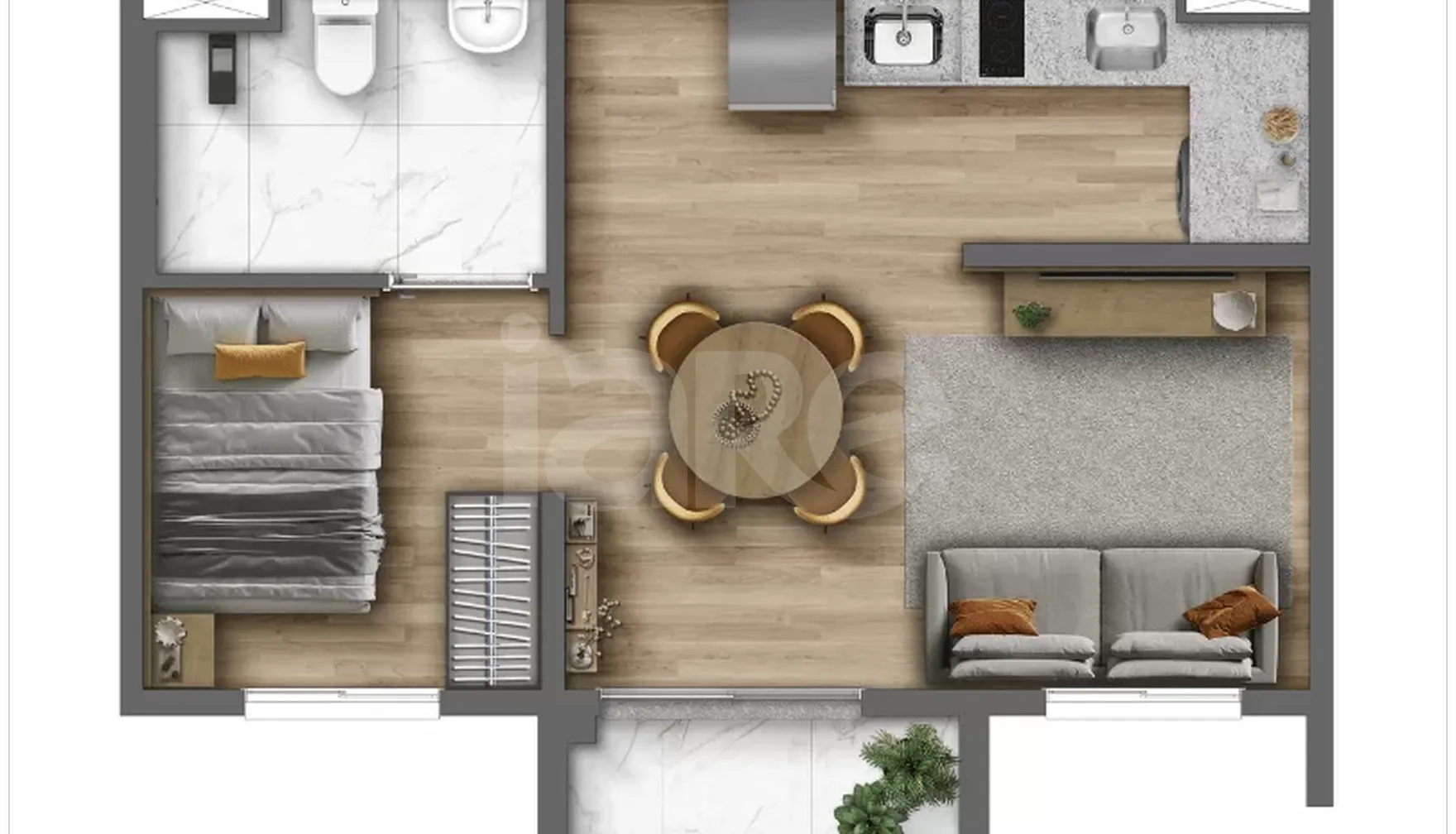 Planta — Studio 35,15 m²