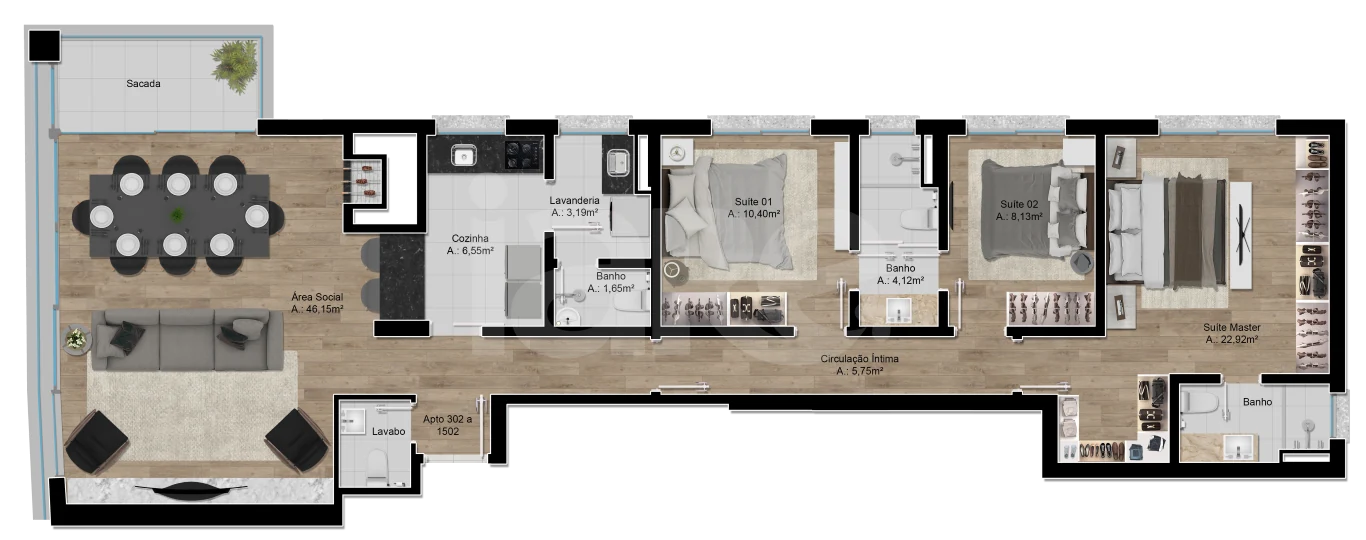 Planta — Apartamento 131,78 m²