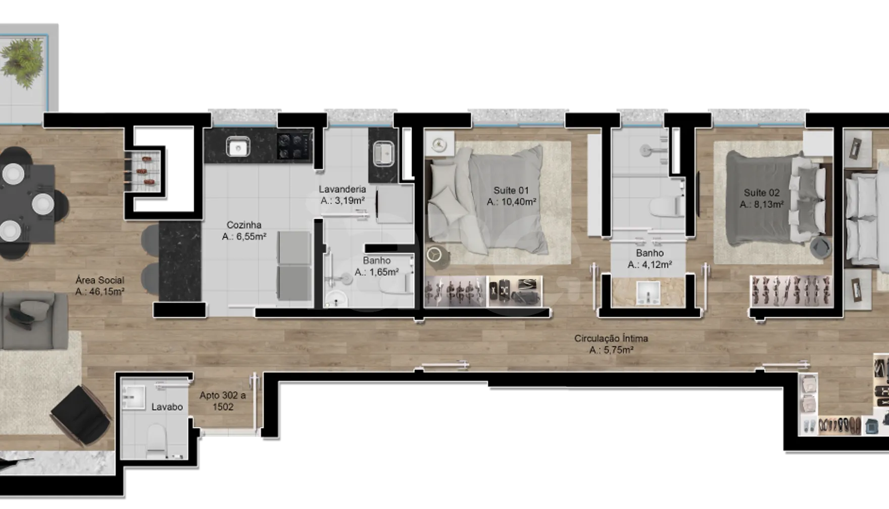 Planta — Apartamento 131,78 m²