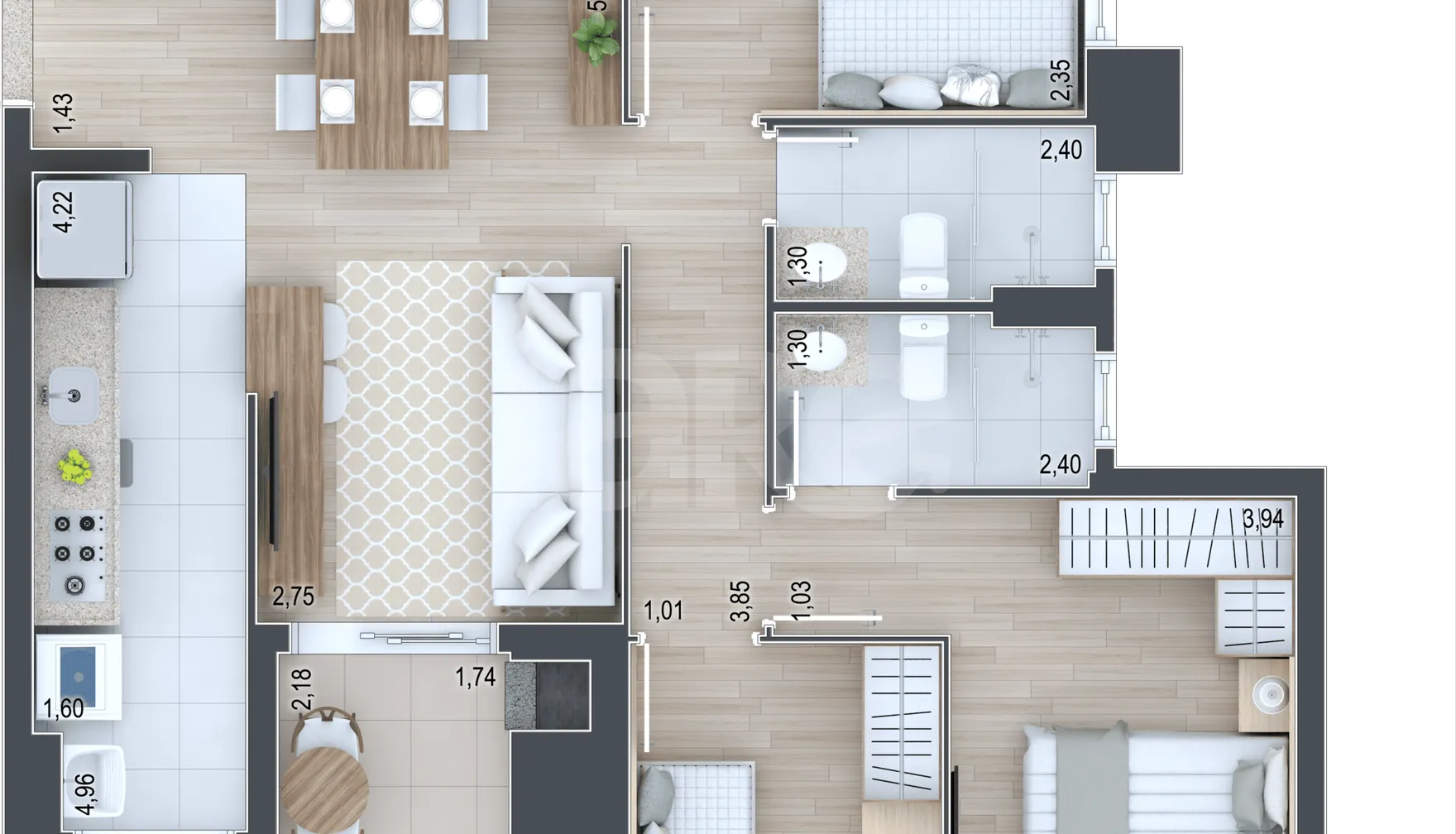 Planta — Apartamento 78,89 m²