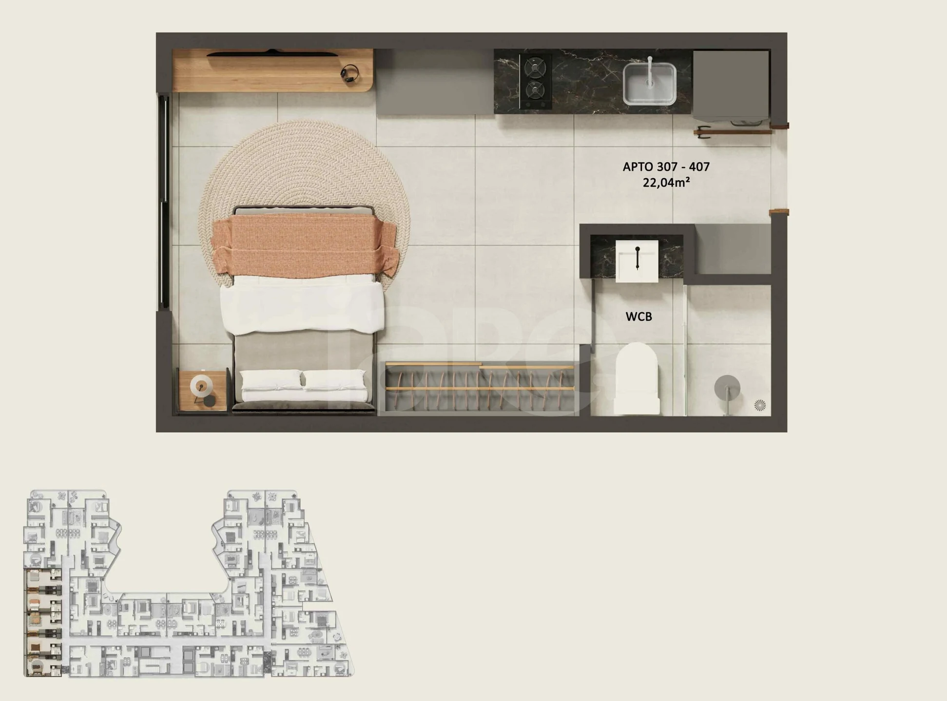 Planta — Studio 22 m²
