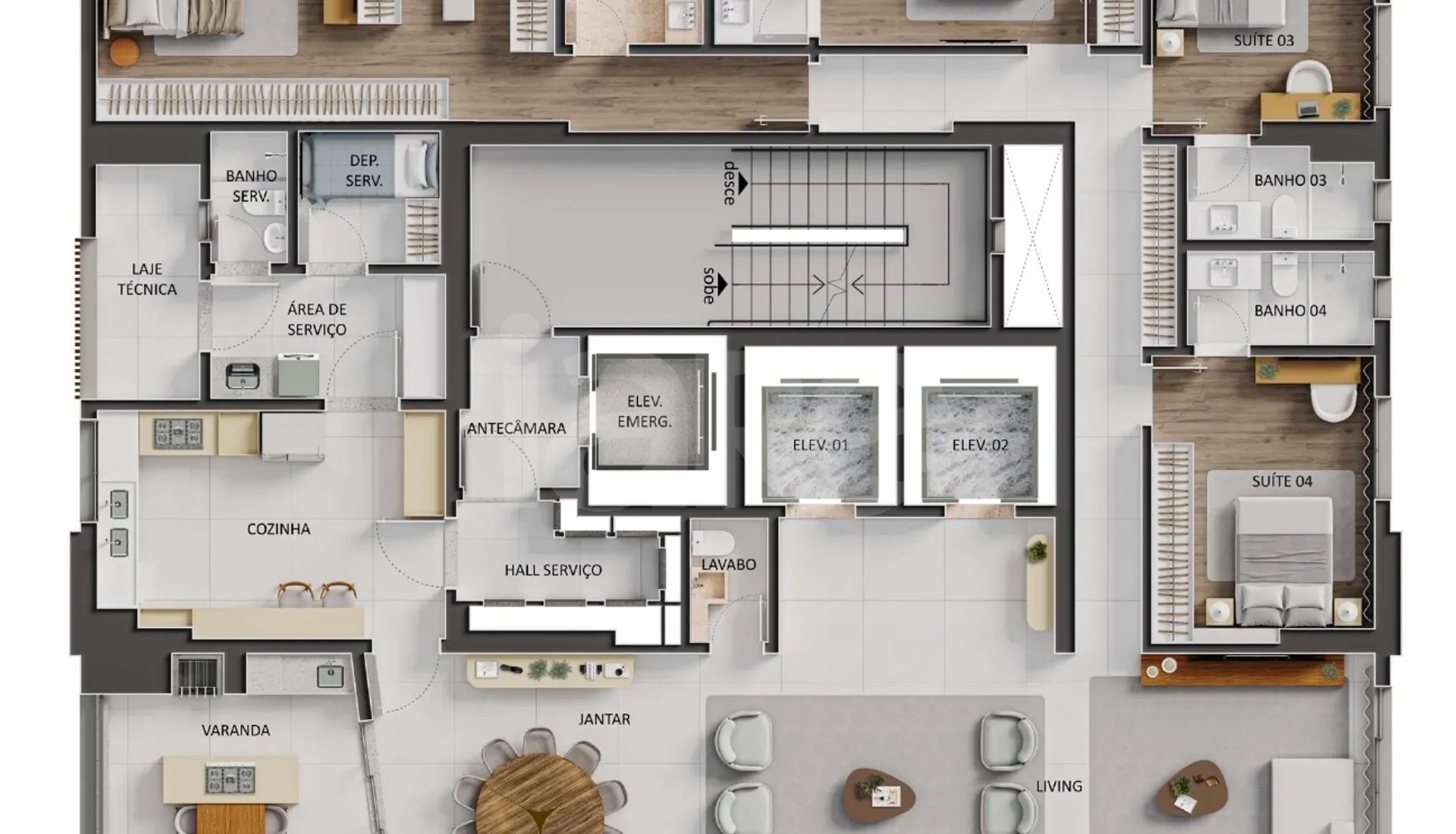 Planta — Apartamento 278 m²