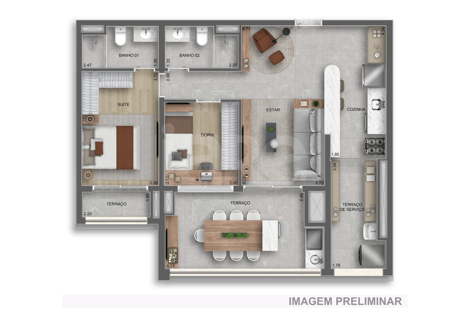 Planta — Apartamento 80,01 m²
