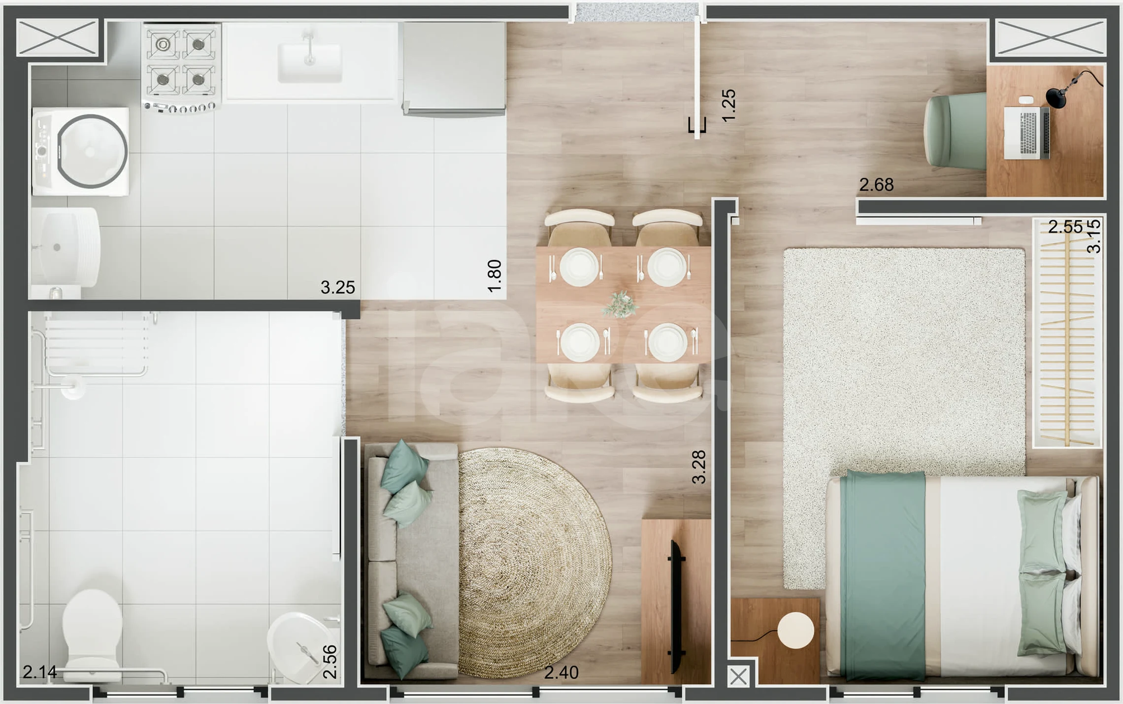 Planta — Apartamento 36,1 m²