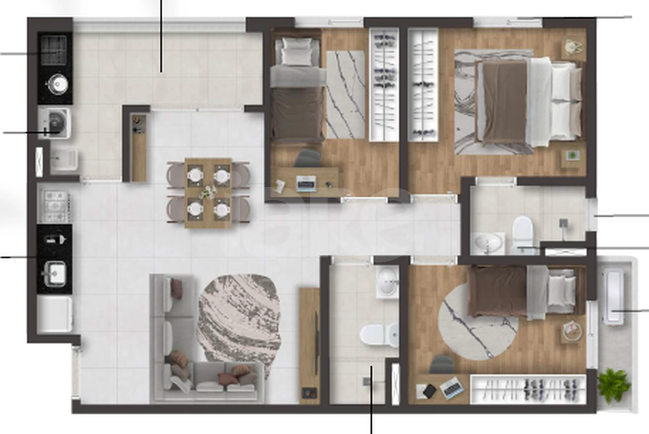 Planta — Apartamento 65,74 m²