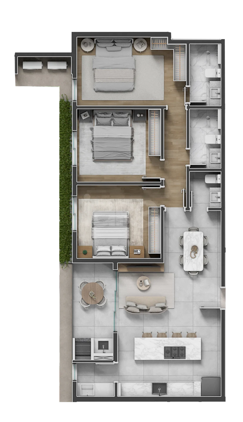 Planta — Apartamento 92,49 m²