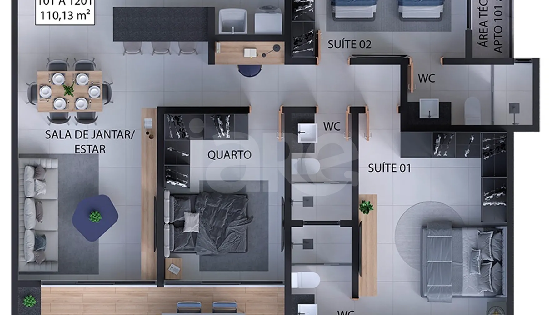 Planta — Apartamento 110,13 m²