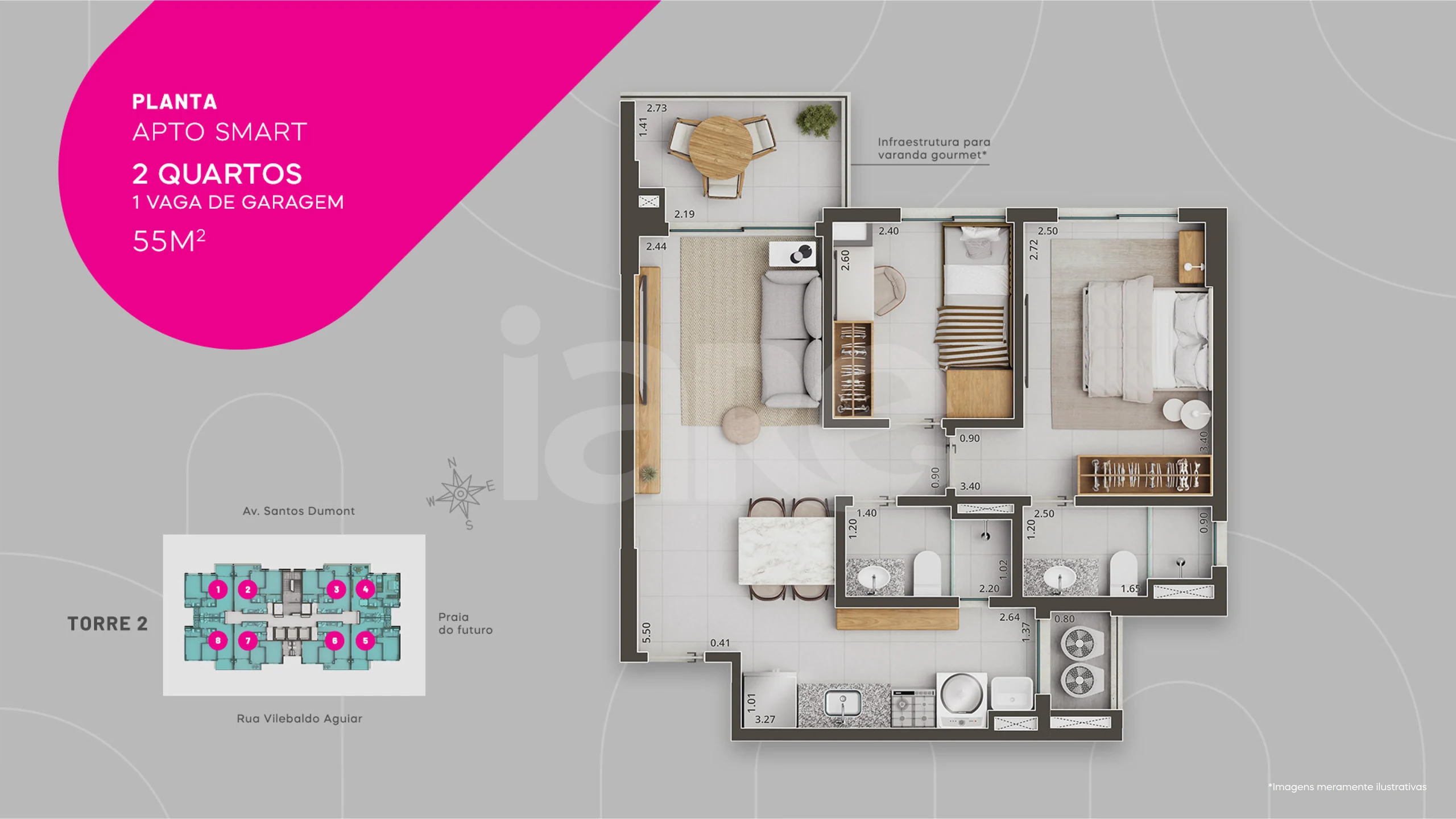 Planta — Apartamento 54 m²