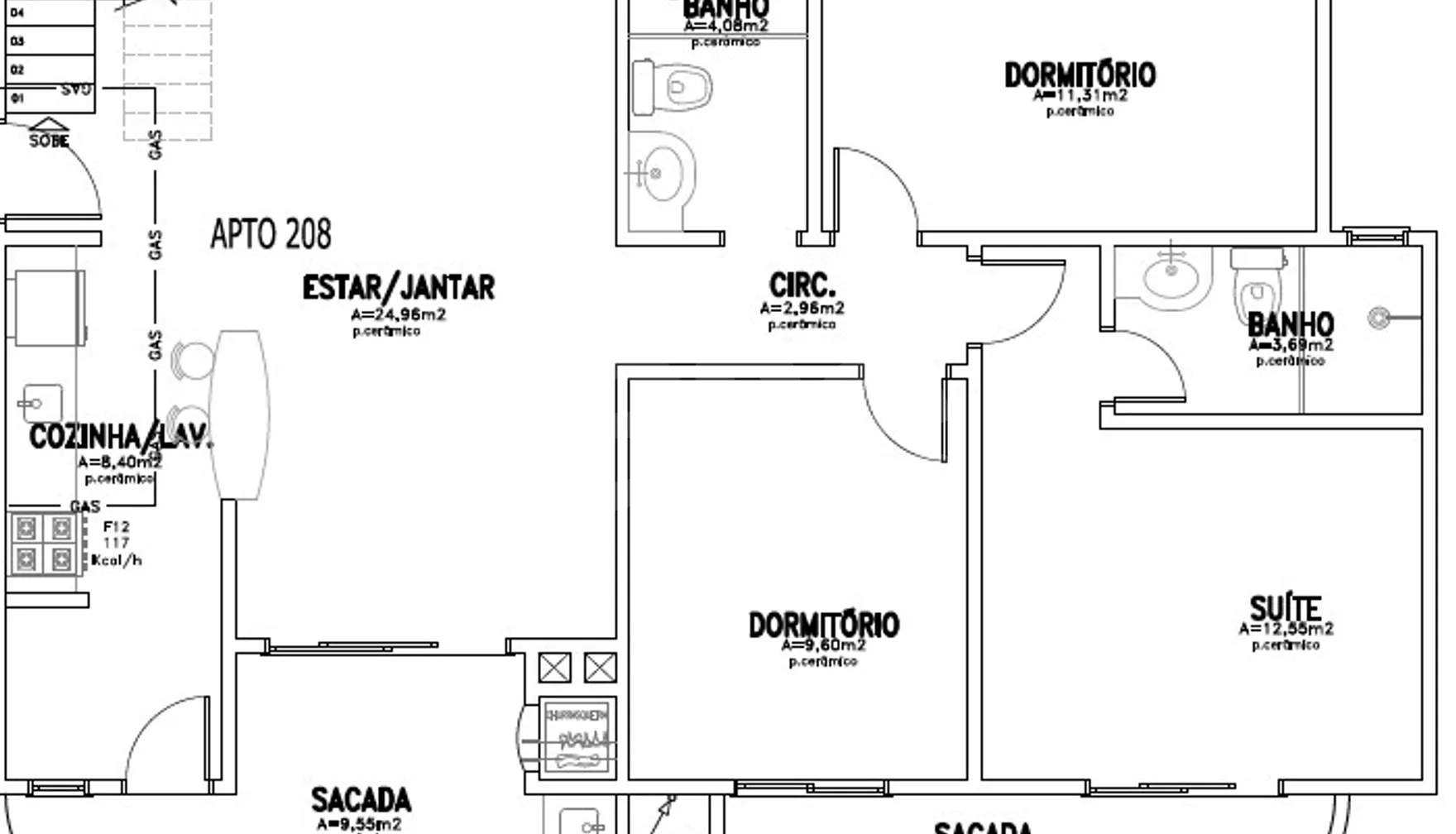 Planta — Cobertura Duplex 205,76 m²