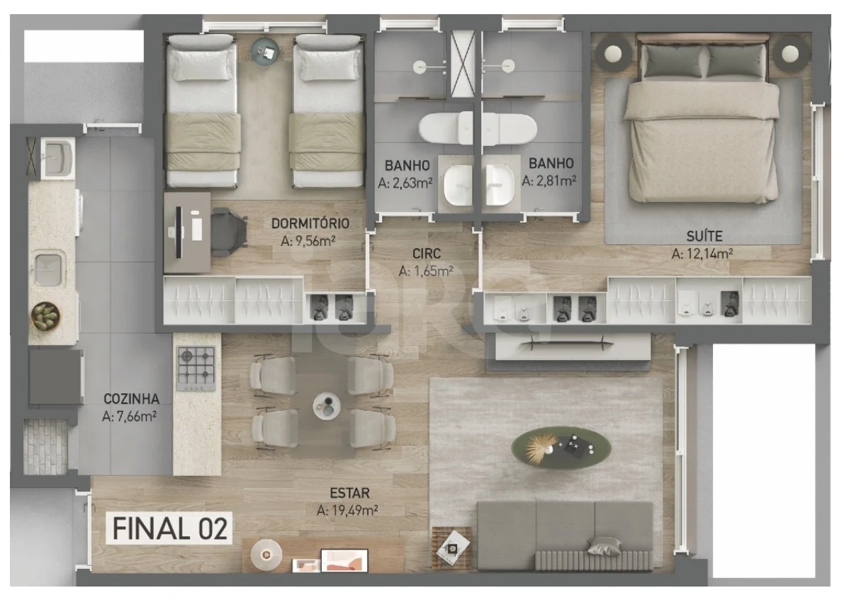 Planta — Apartamento 67,3 m²
