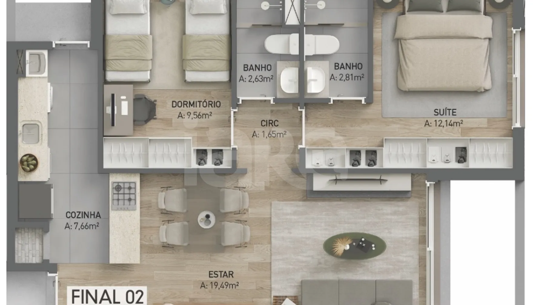 Planta — Apartamento 67,3 m²
