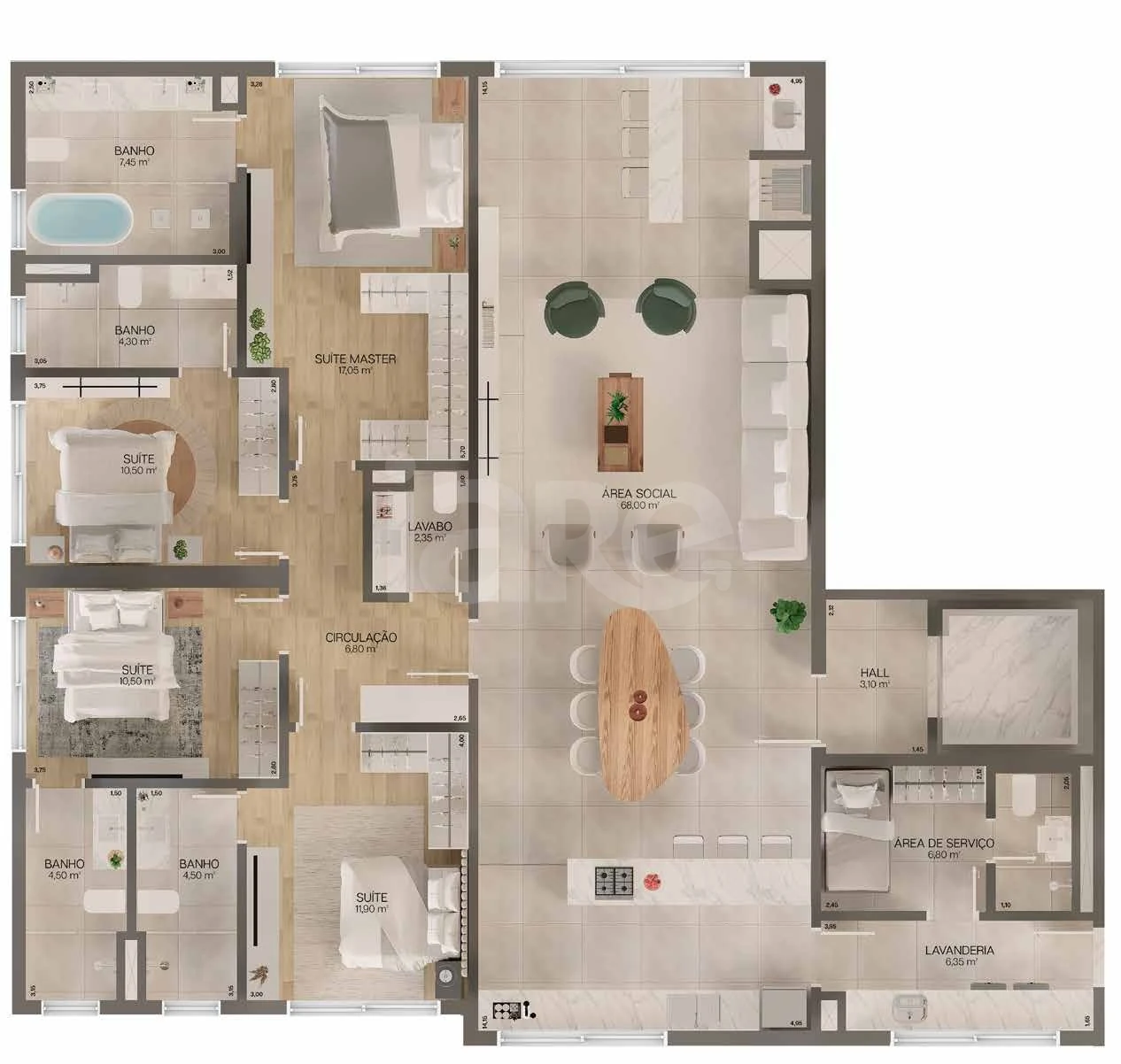 Planta — Apartamento 199 m²