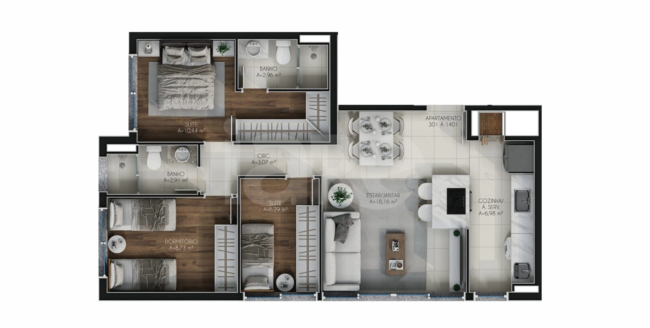 Planta — Apartamento 79 m²
