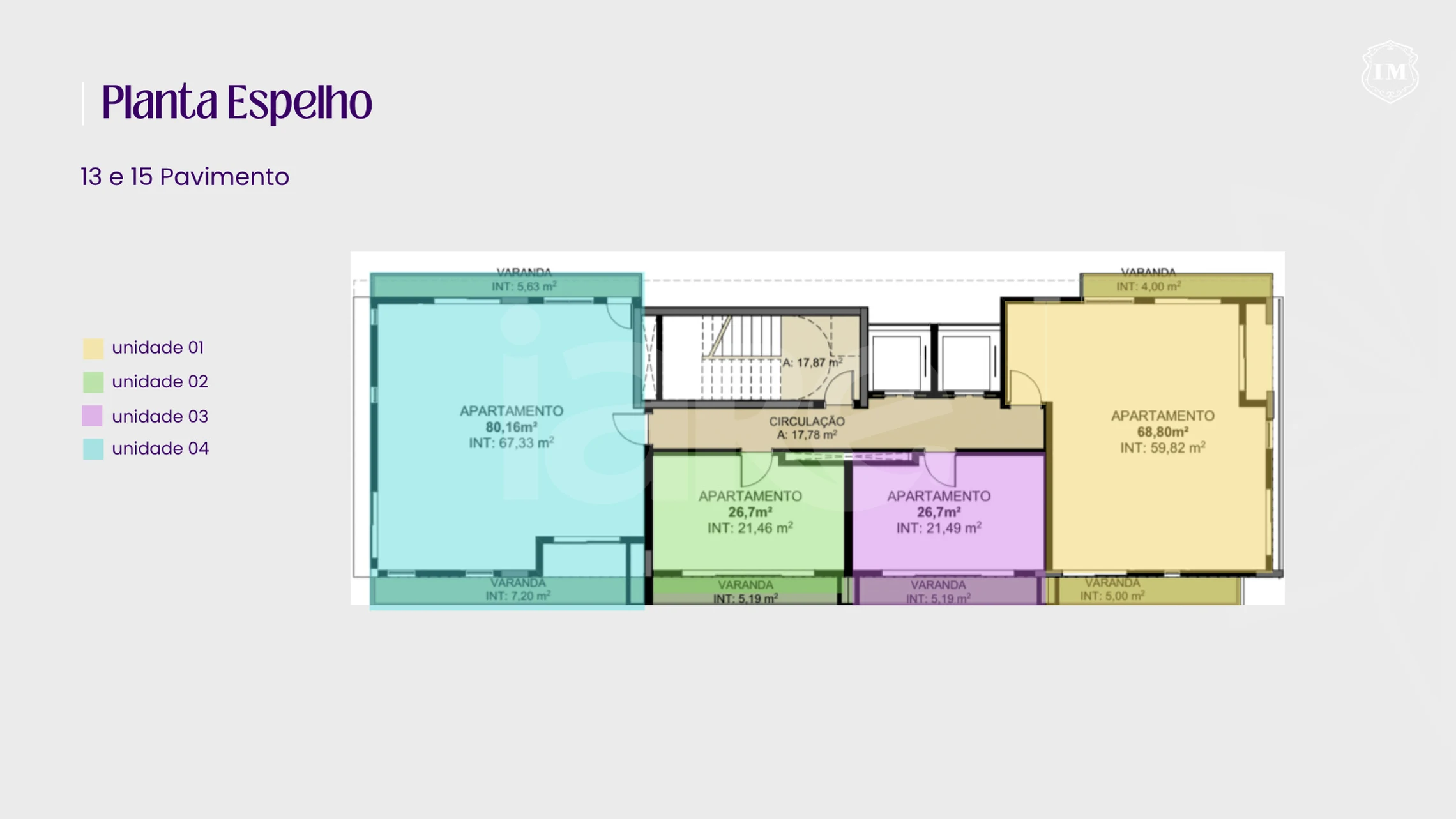 Planta — PLANTA ESPELHO - PAVIMENTOS 13 E 15