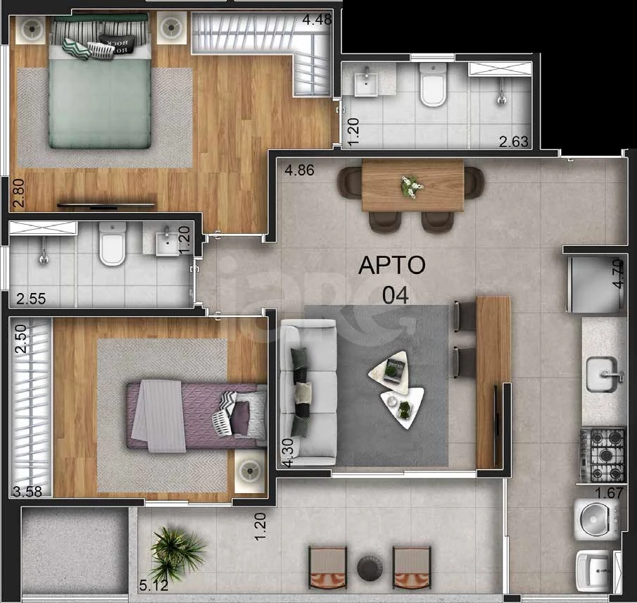 Planta — Apartamento 68,3 m²