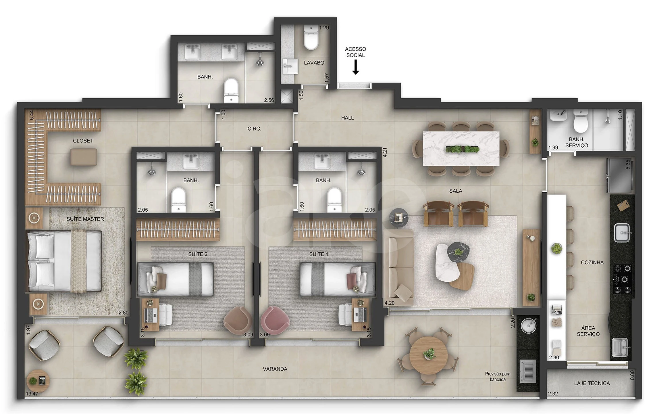 Planta — Apartamento 135,76 m²