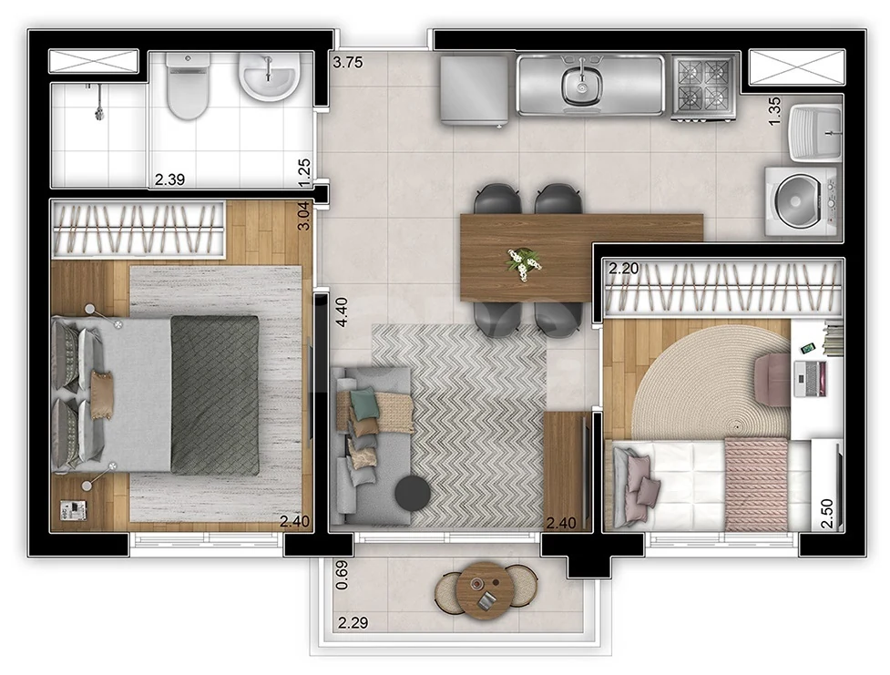 Planta — Apartamento 38 m²