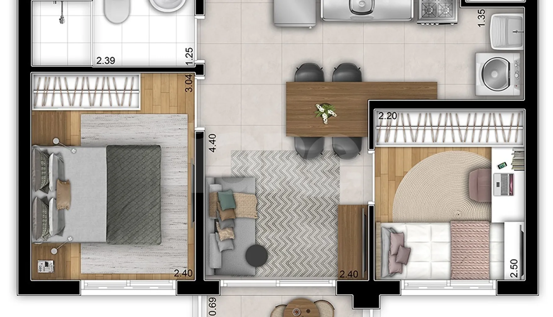 Planta — Apartamento 38 m²