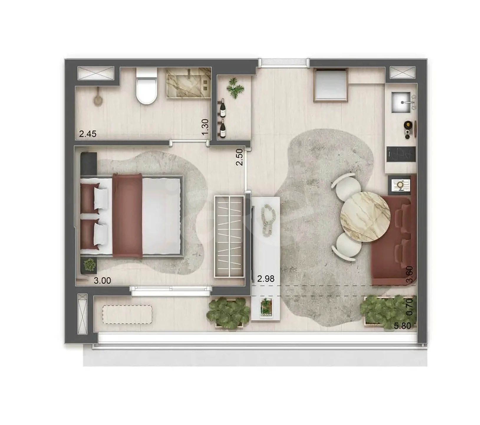 Planta — Apartamento 31,5 m²