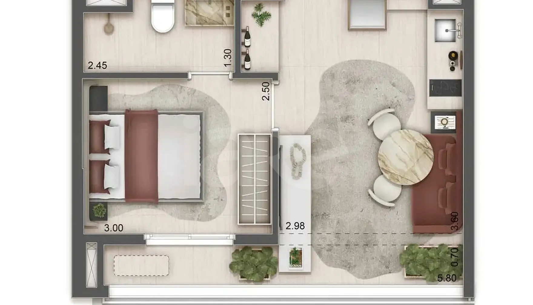 Planta — Apartamento 31,5 m²