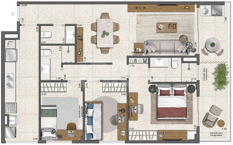 Planta — Apartamento 96,81 m²