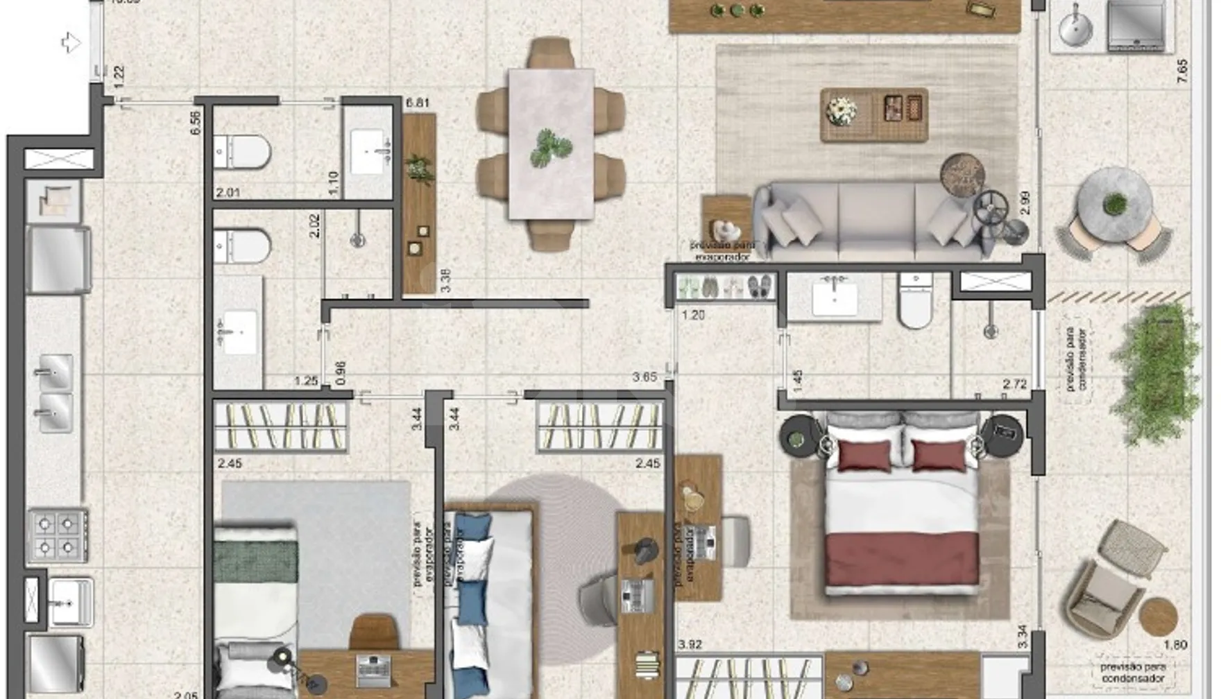 Planta — Apartamento 96,81 m²