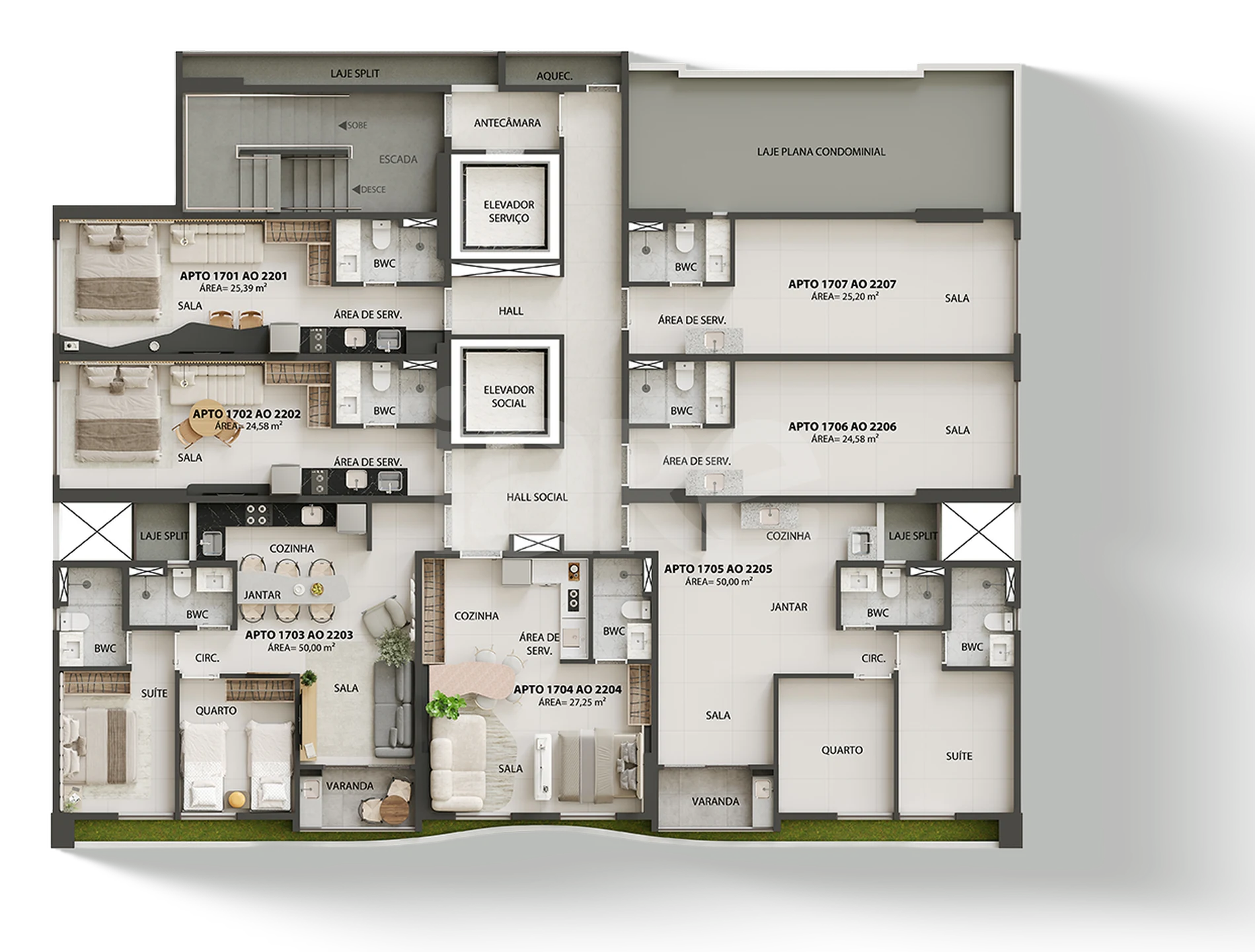 Planta — Pavimento 17 ao 26