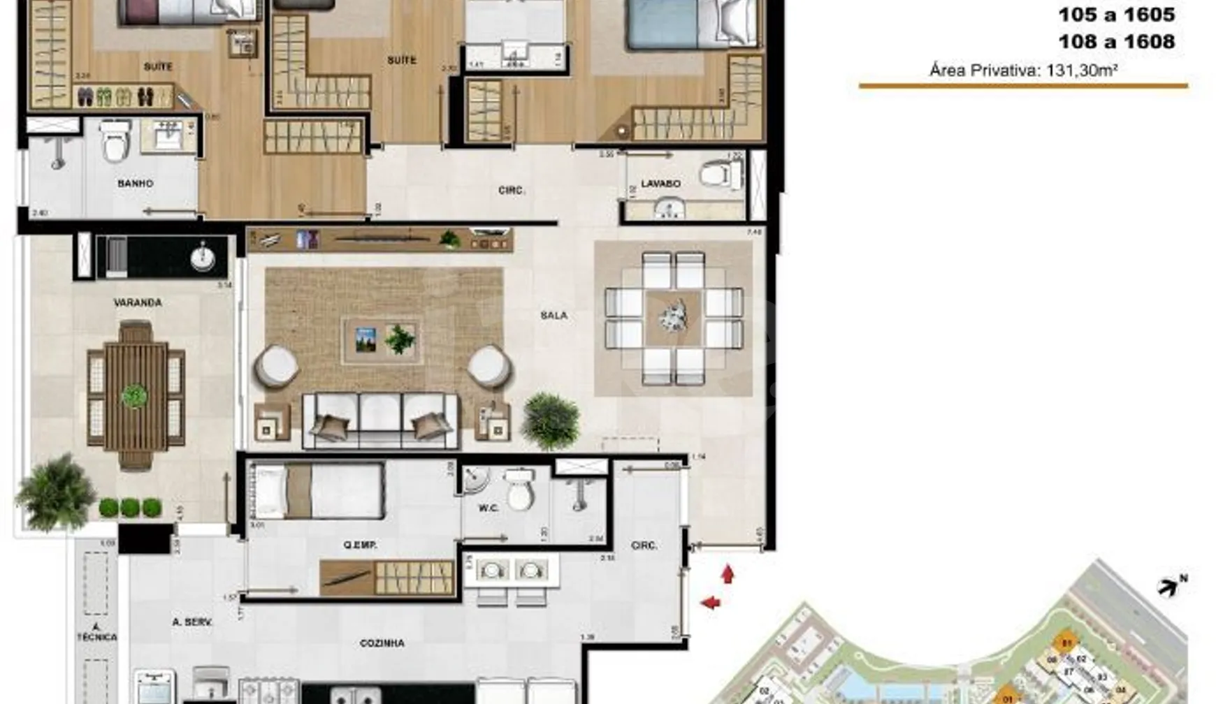 Planta — Apartamento 131,3 m²
