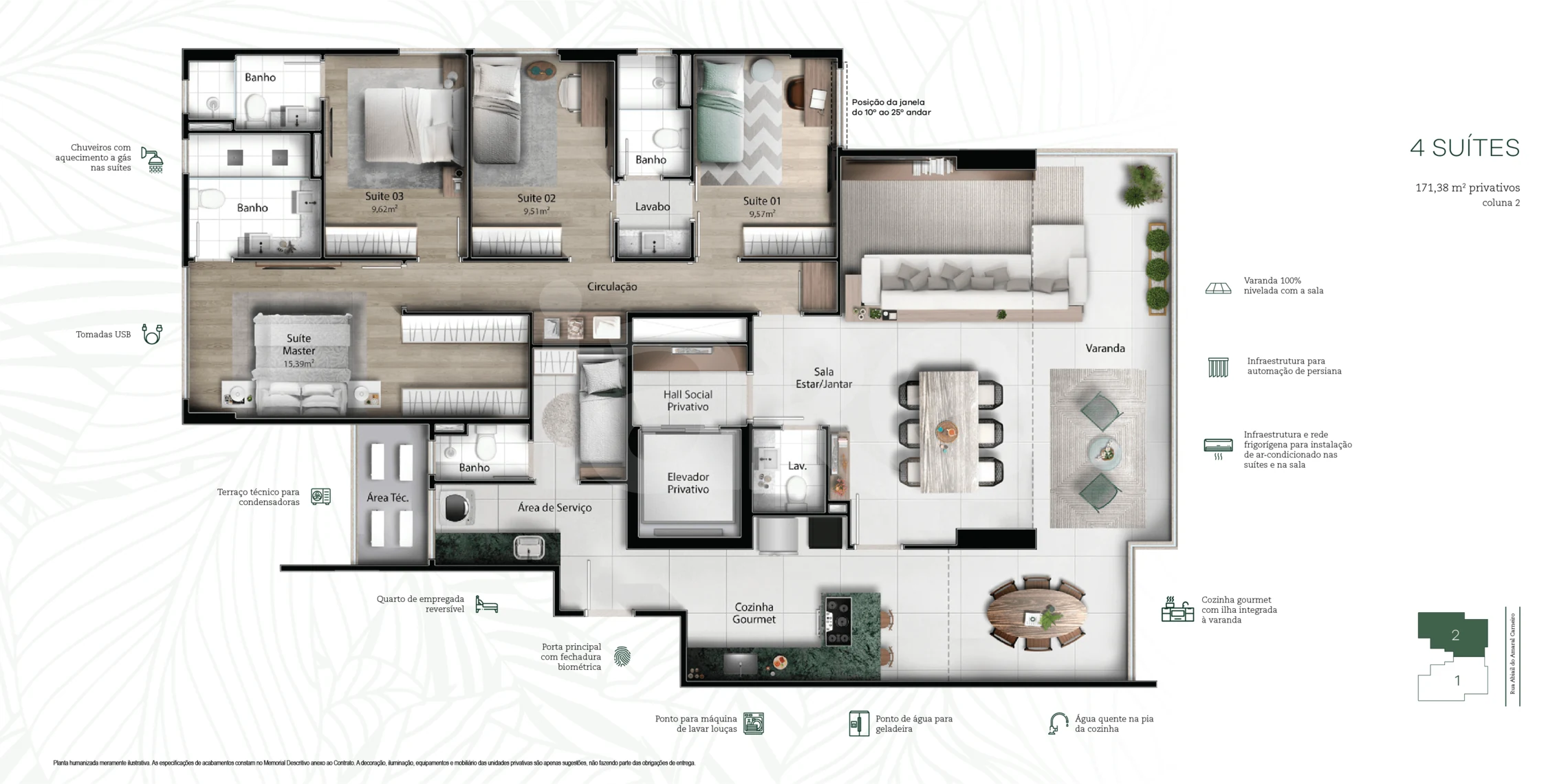 Planta — Apartamento 171,38 m²