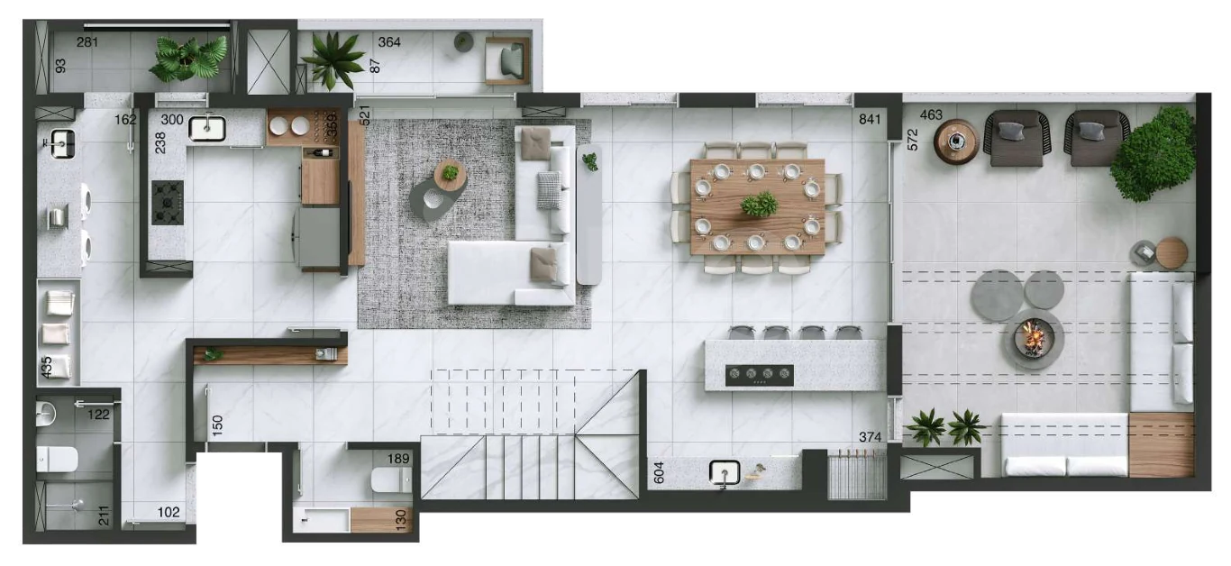 Planta — Cobertura Duplex 232,47 m² · 1º pavimento