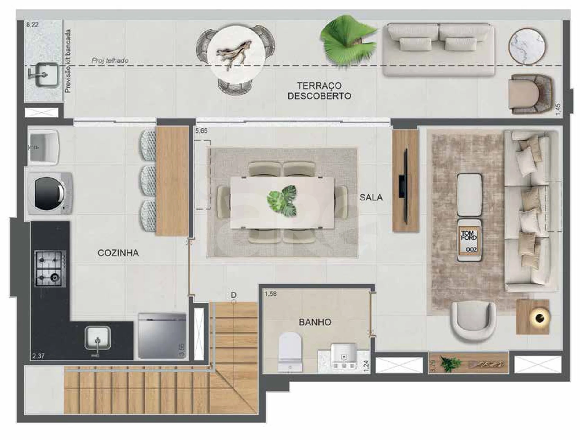 Planta — Apartamento 98,6 m²