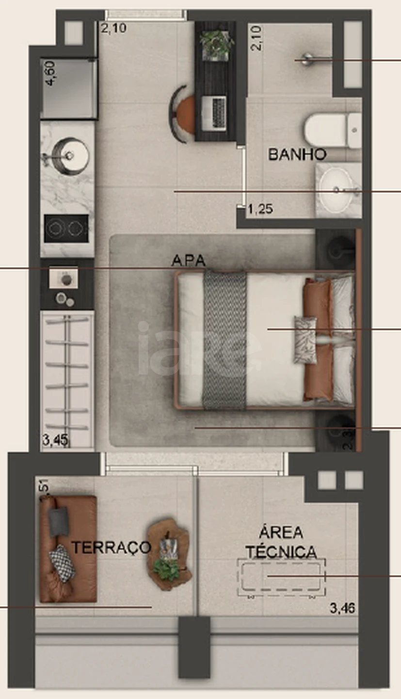Planta — Studio 21,75 m²
