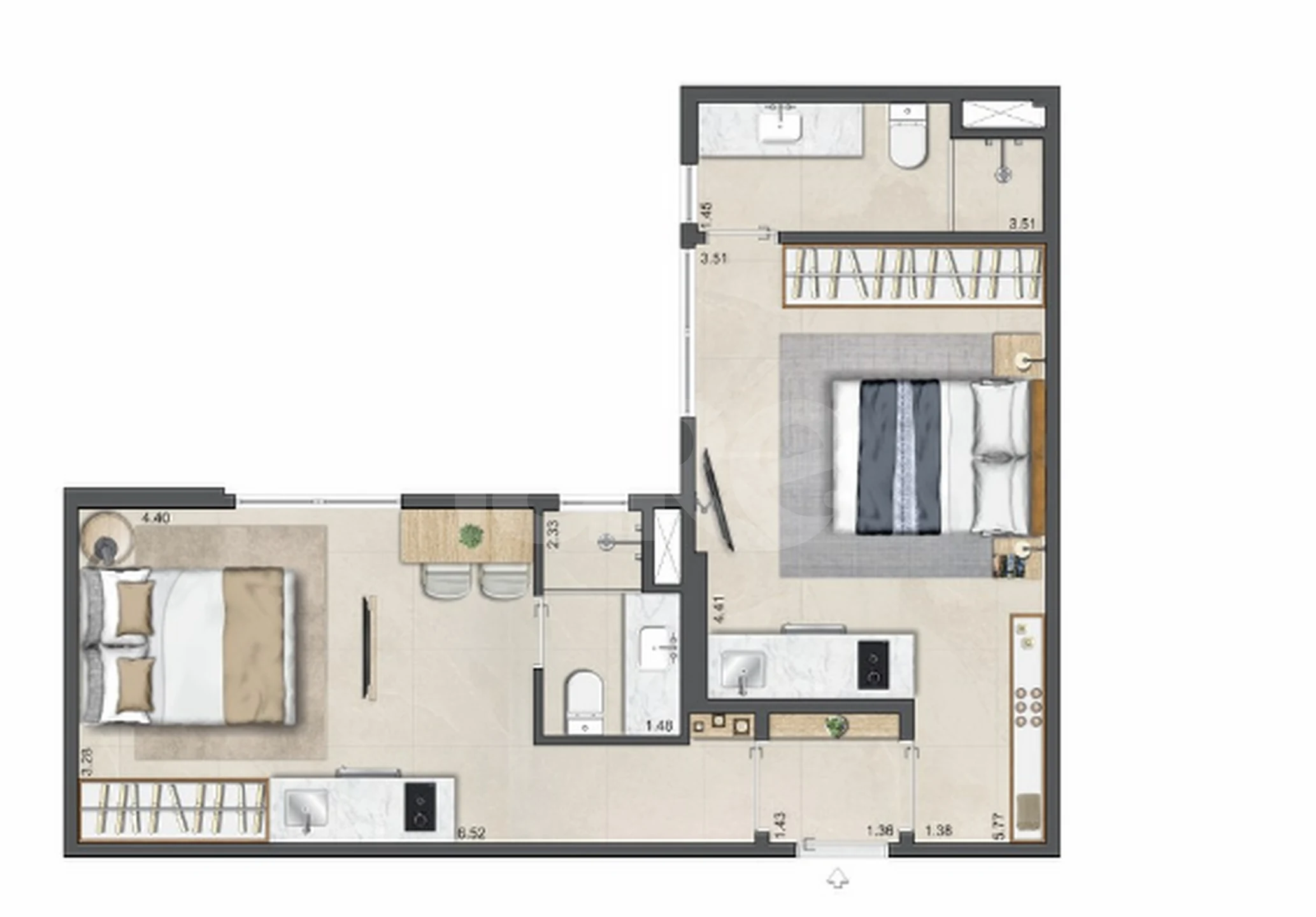 Planta — Apartamento 46,01 m²