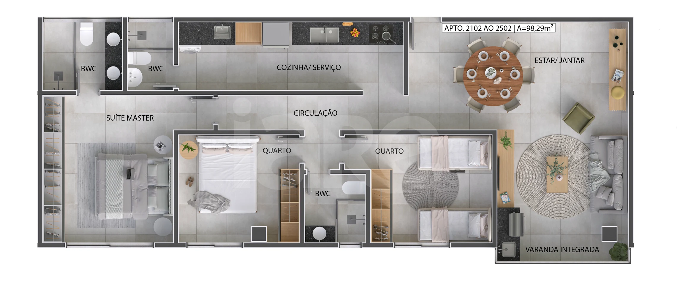 Planta — Apartamento 101,86 m²