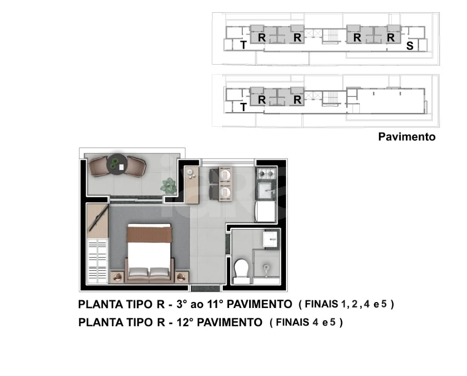 Planta — Studio 23,69 m²