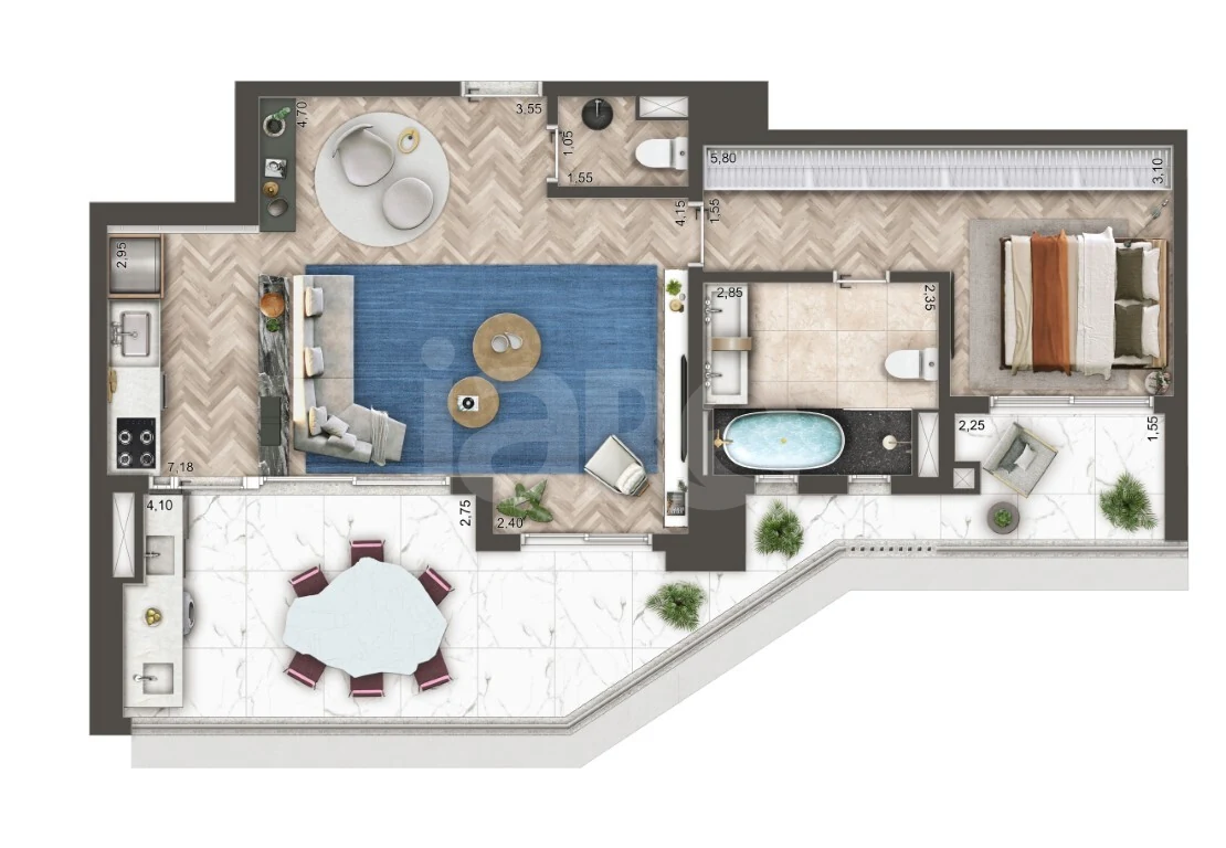 Planta — Garden 101,76 m²