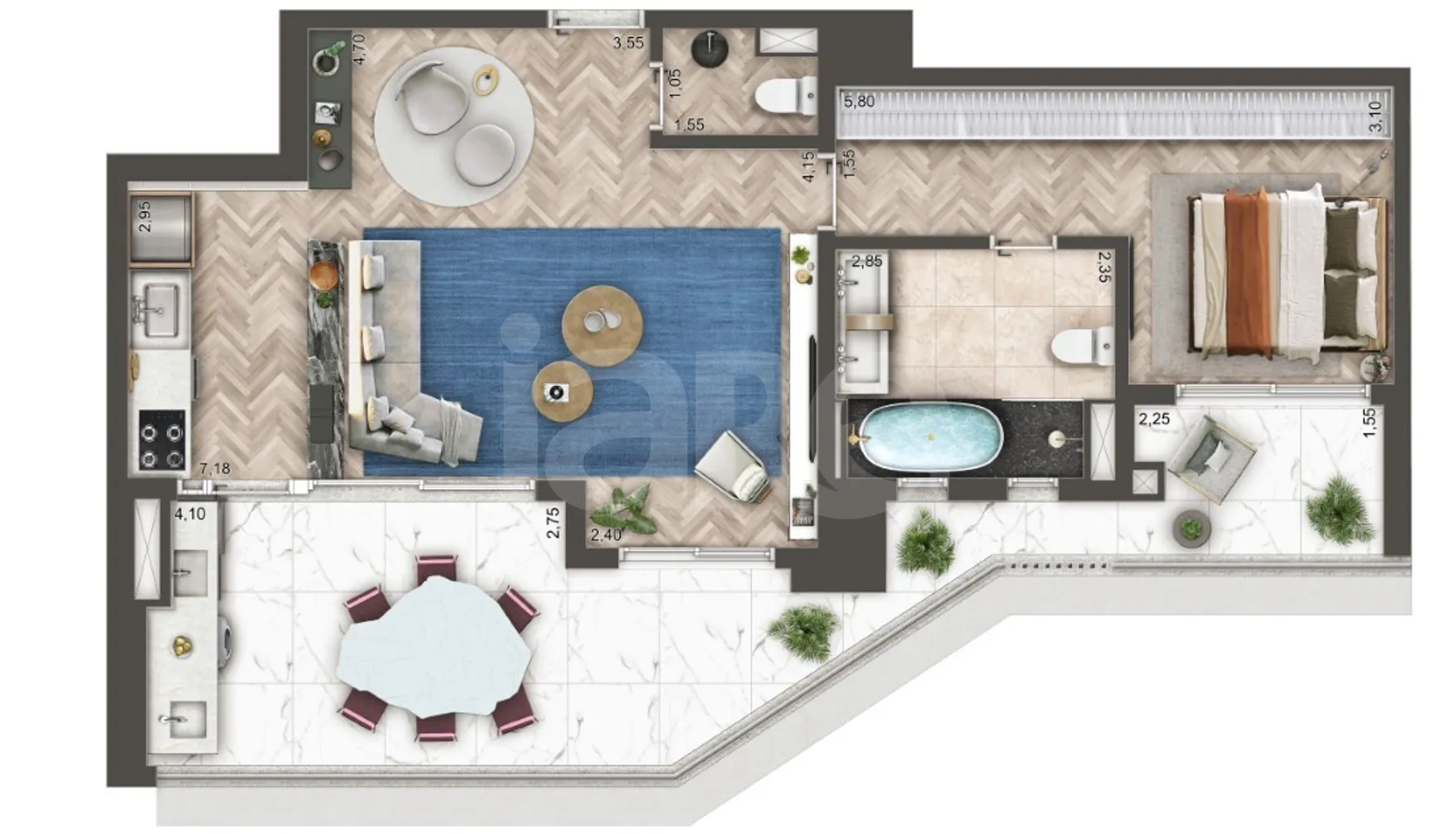 Planta — Garden 101,76 m²