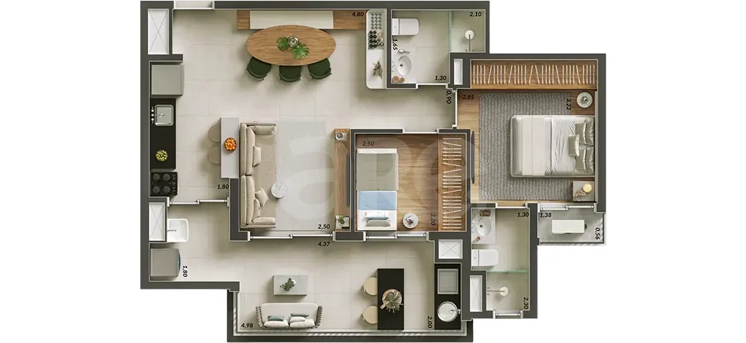 Planta — Apartamento 67,24 m²