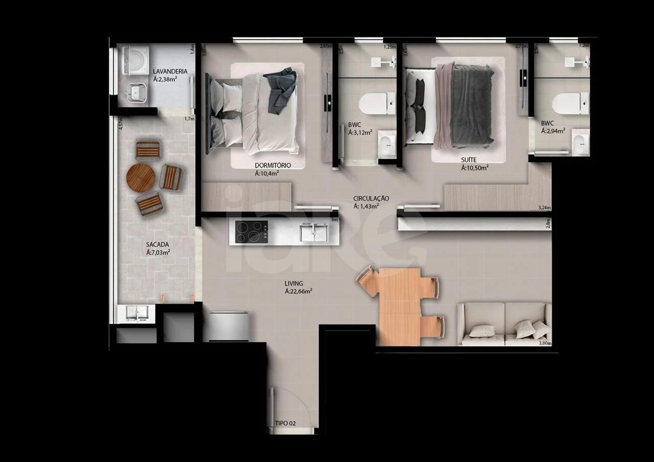 Planta — Apartamento 71 m²