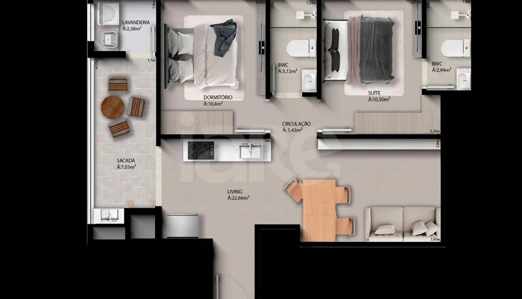 Planta — Apartamento 71 m²