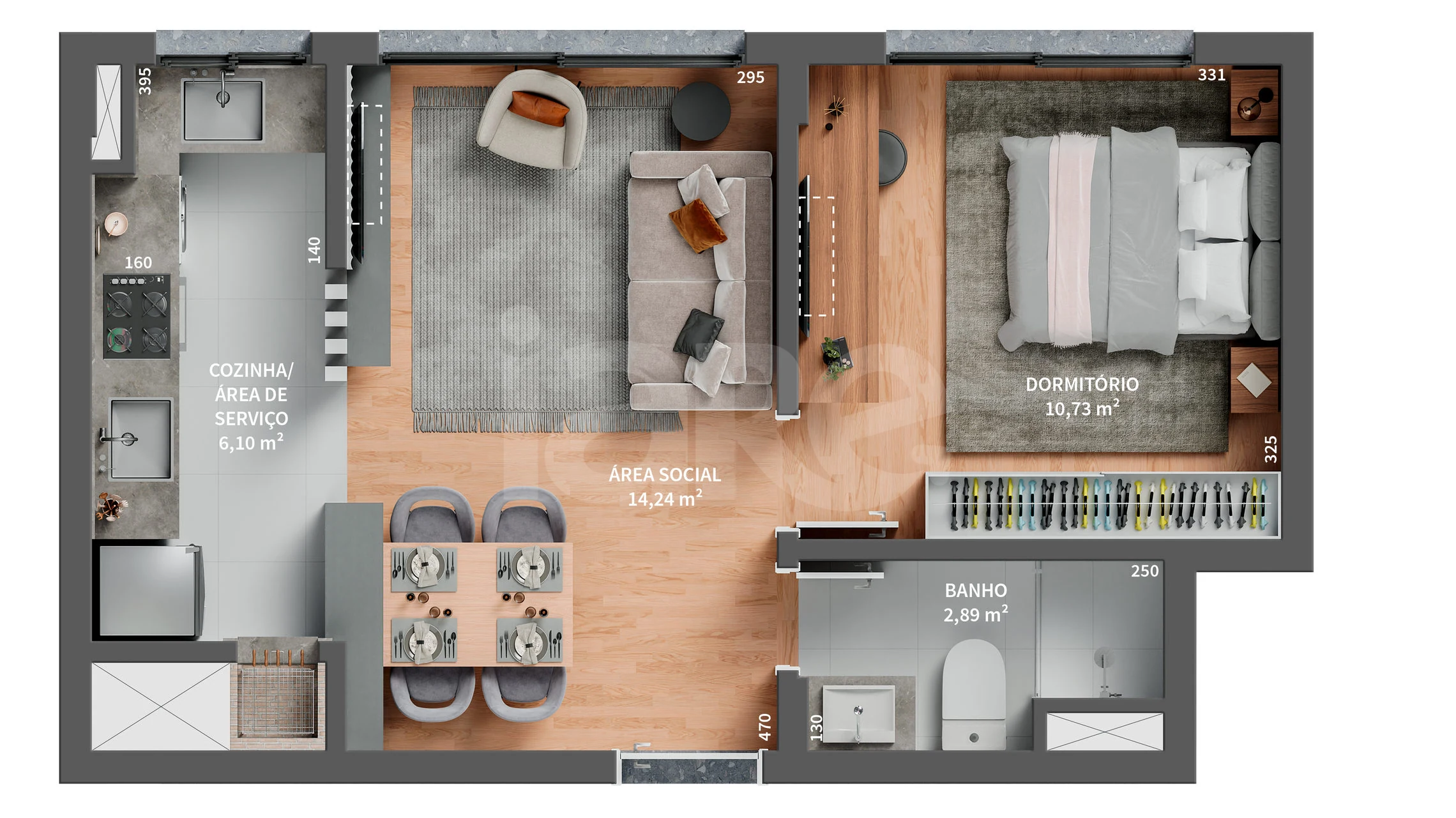 Planta — Apartamento 42,28 m²