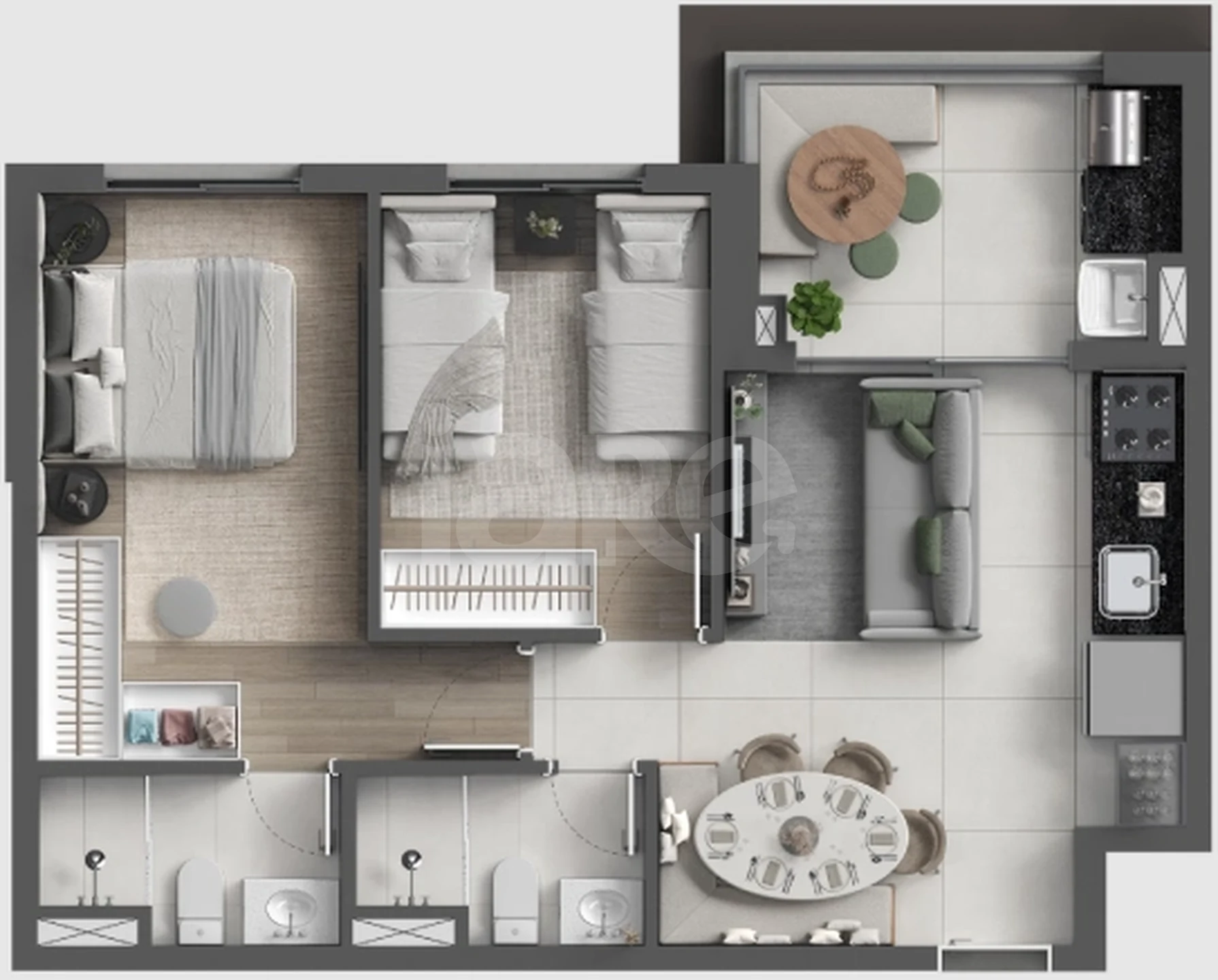 Planta — Apartamento 56,46 m²