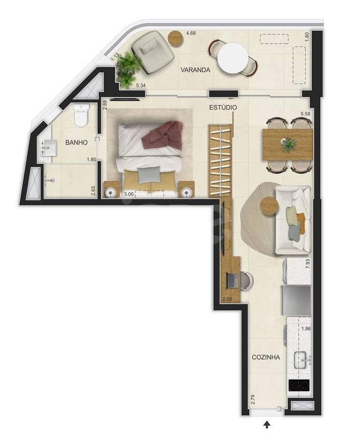 Planta — Studio 41 m²