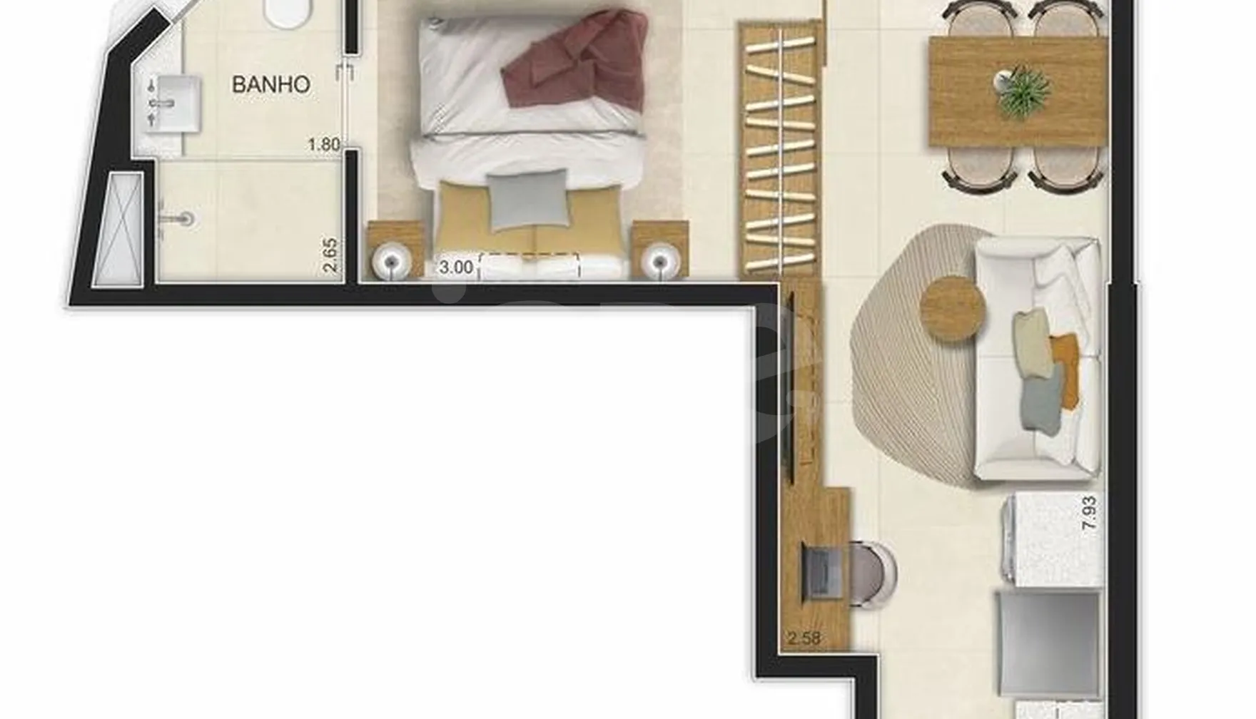Planta — Studio 41 m²