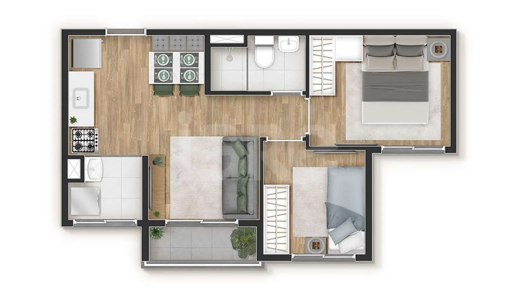 Planta — Apartamento 37,29 m²