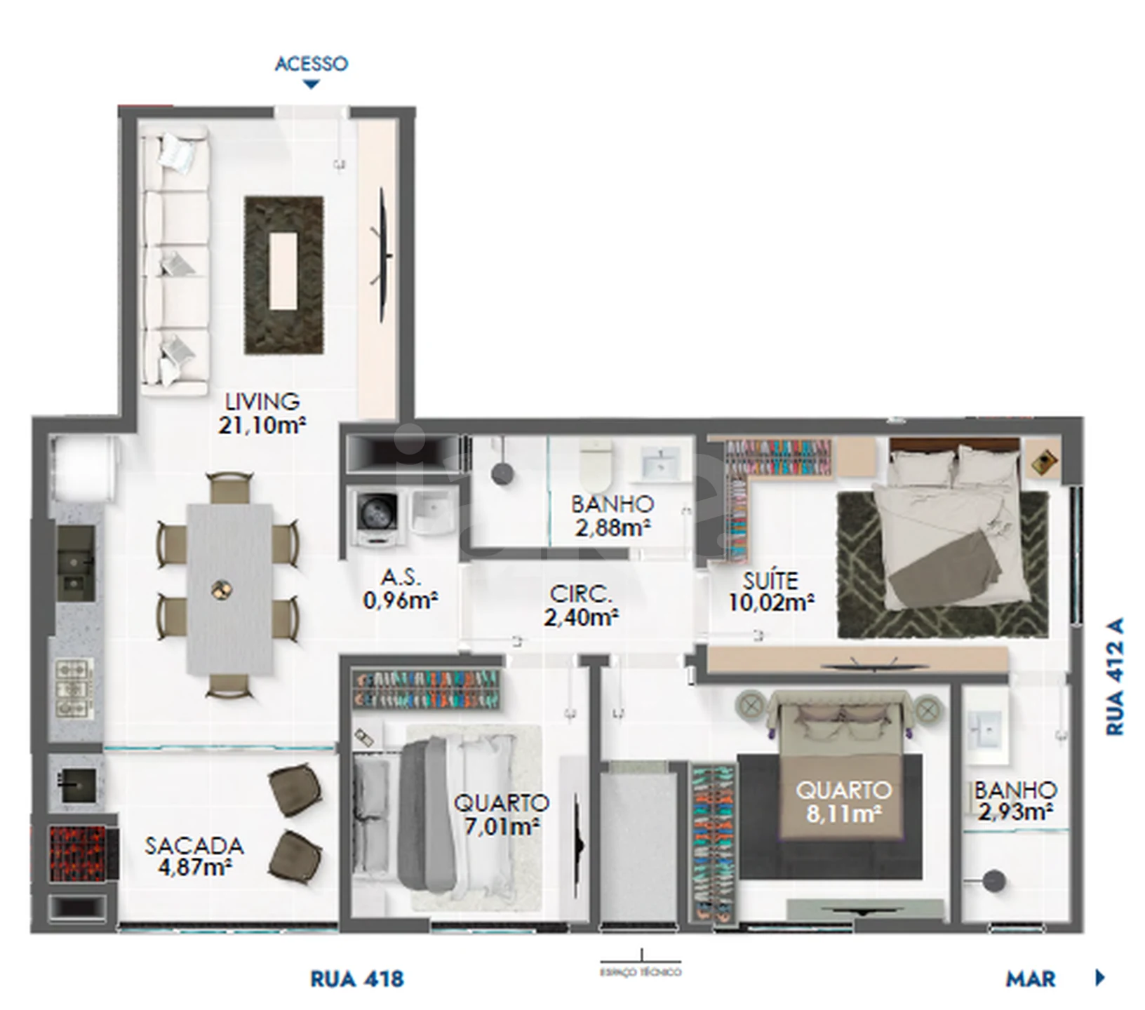 Planta — Apartamento 70 m²
