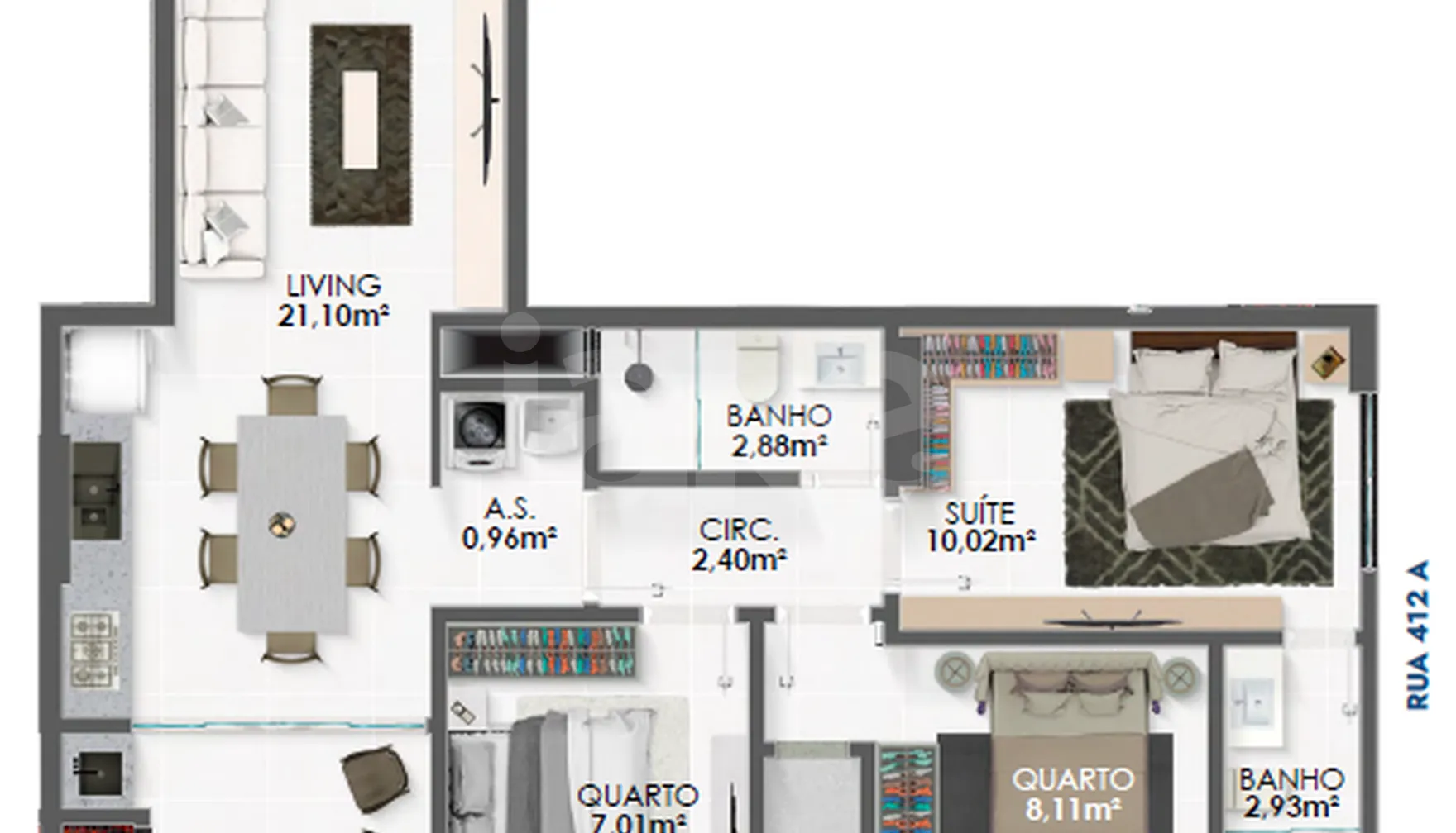 Planta — Apartamento 70 m²