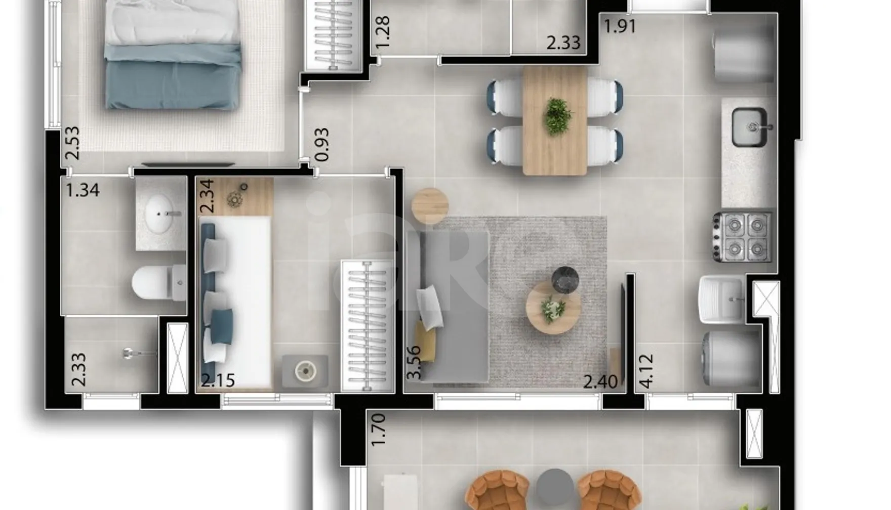 Planta — Apartamento 44,58 m²
